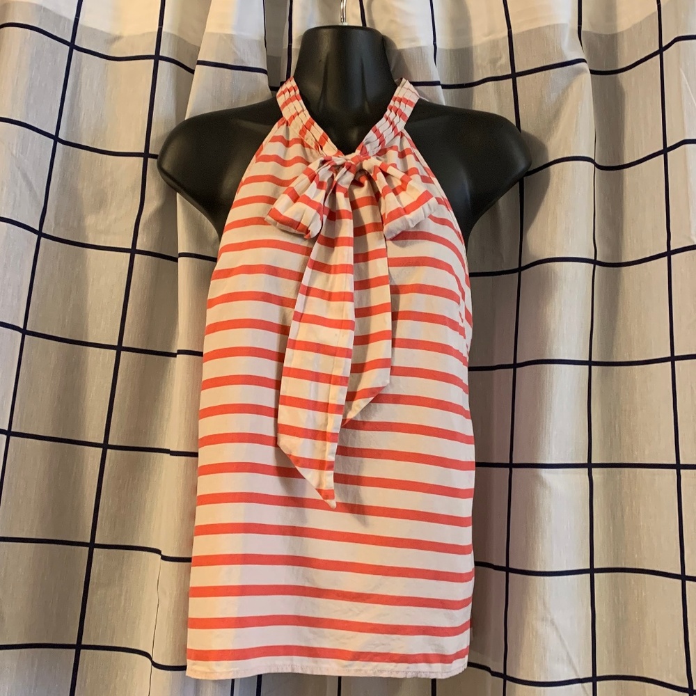 J. Crew Pink & White Stripe Shirt 100% Silk